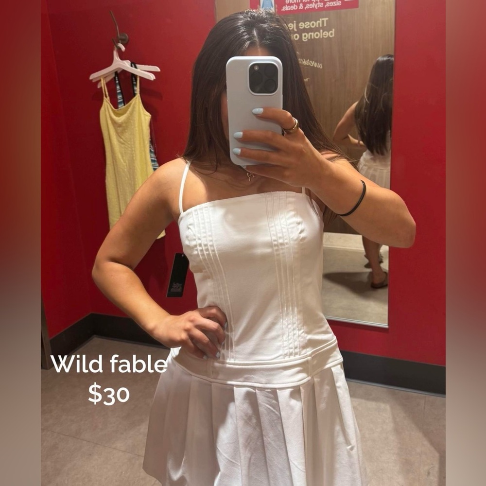 Wild Fable Ivory Pleated Dress